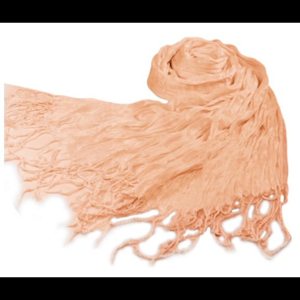 Coral Viscose-Nylon Blend Crinkle Scarf (NWOT)